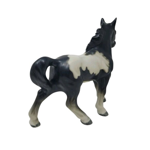 Vintage Porcelain Black White Appaloosa Horse Figurine Small Japan Olimco Pony - Picture 5 of 10
